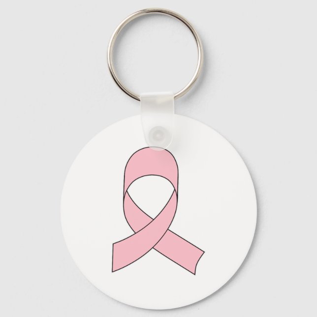 Pink Ribbon Drawing Keychain (Front)