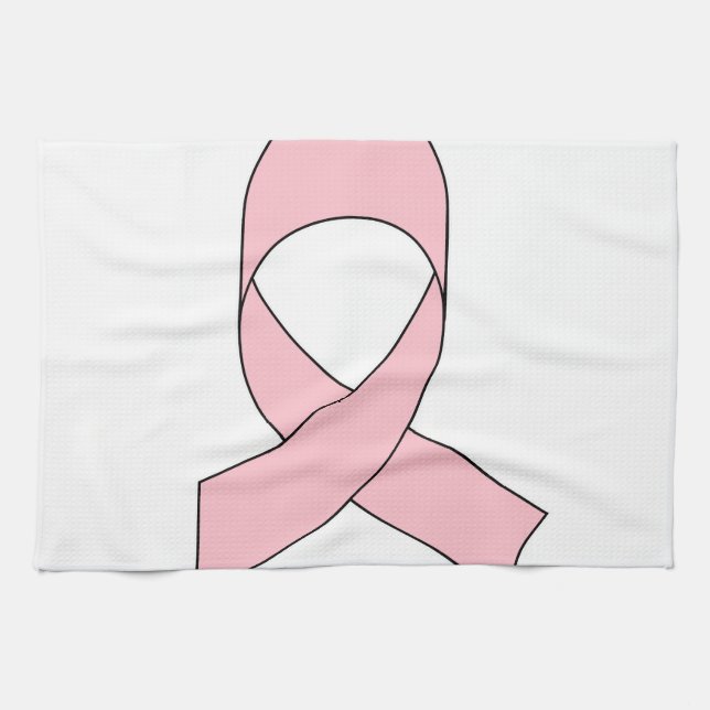 Pink Ribbon Drawing Kitchen Towel (Horizontal)