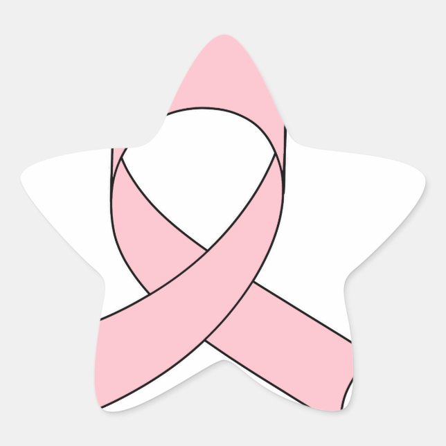 Pink Ribbon Drawing Star Sticker (Front)