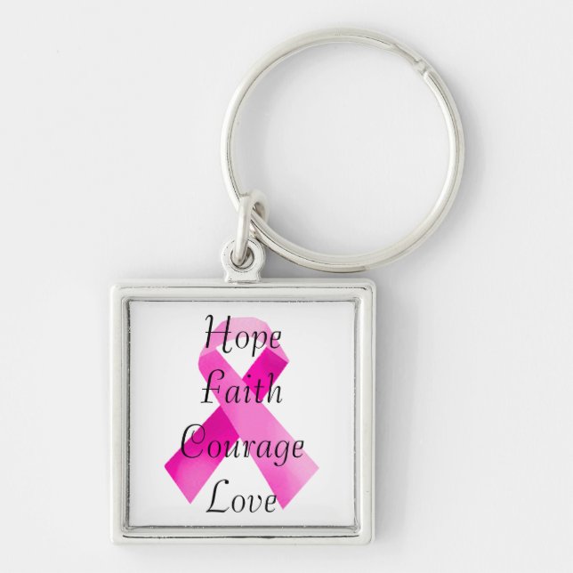 Pink Ribbon Faith Key Chain (Front)