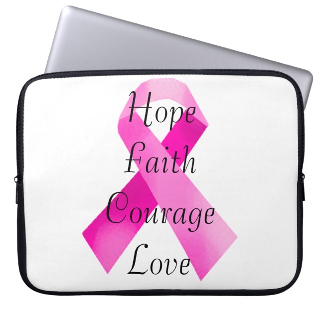 Pink Ribbon Faith Laptop Sleeve (Front)