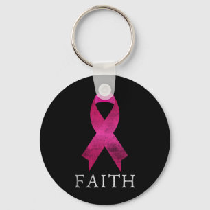 Pink Ribbon Fighter Of Breast Cancer Faith Heal An Keychain