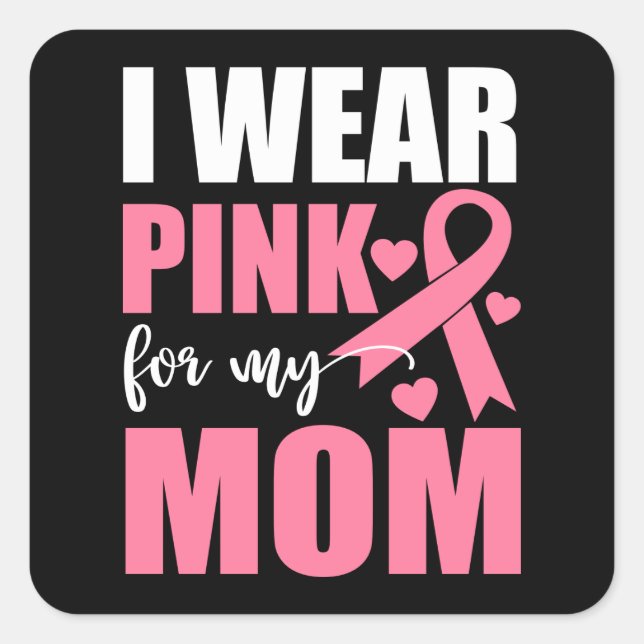 Pink Ribbon Fighter Survivor Mom Breast Cancer Cla Square Sticker (Front)