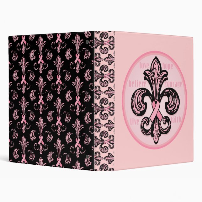 Pink Ribbon Fleur de lis Binder (Background)