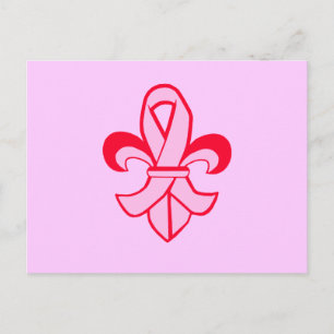 Pink Ribbon Fleur de Lis Postcard