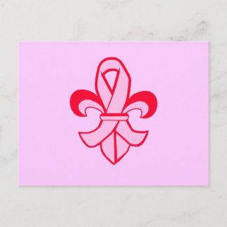 Pink Ribbon Fleur de Lis Postcard