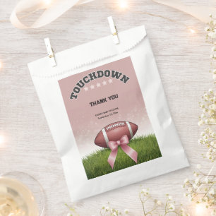 Pink Ribbon Football Touchdown Baby Shower Favour Bag