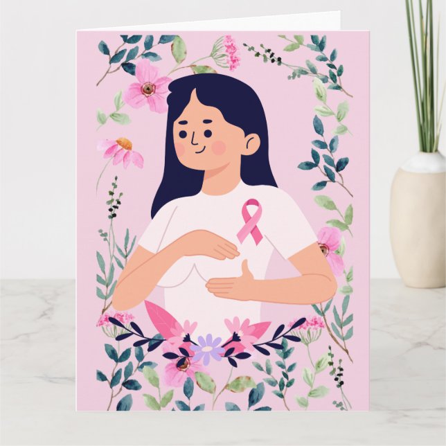 Pink Ribbon for Breast Cancer Awareness  Card (Front)