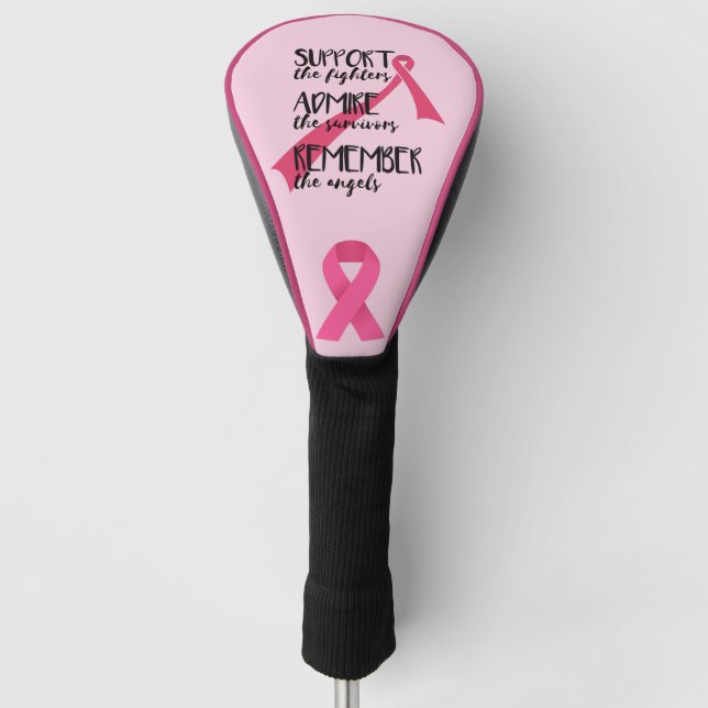 Pink ribbon for Cancer Awareness theme  Golf Head Cover (Front)