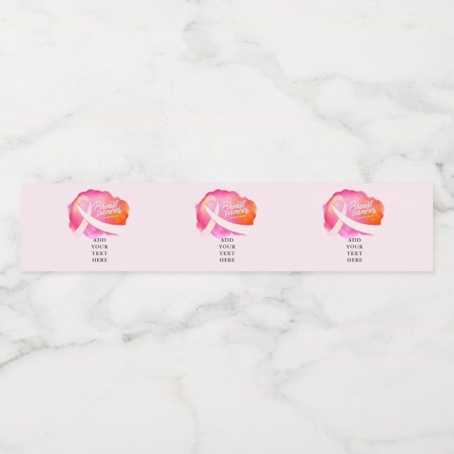 Pink Ribbon Formal Cancer Awareness Fundraiser Water Bottle Label (Single Label)