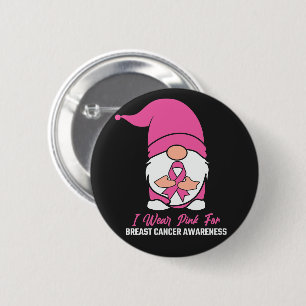 Pink Ribbon Gnome Breast Cancer Awareness 2 Inch Round Button