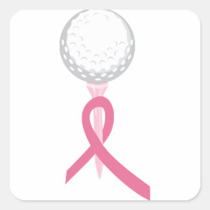 Pink Ribbon Golf Square Sticker