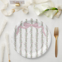 Pink Ribbon Greenery Elegant Baby Shower