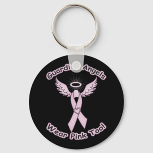 Pink Ribbon Guardian Angel Keychain