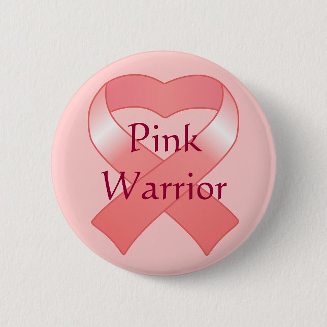 Pink Ribbon Heart Button (Front)