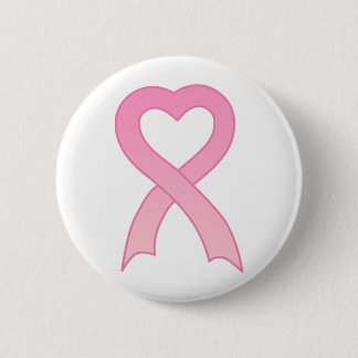 Pink Ribbon Heart Button