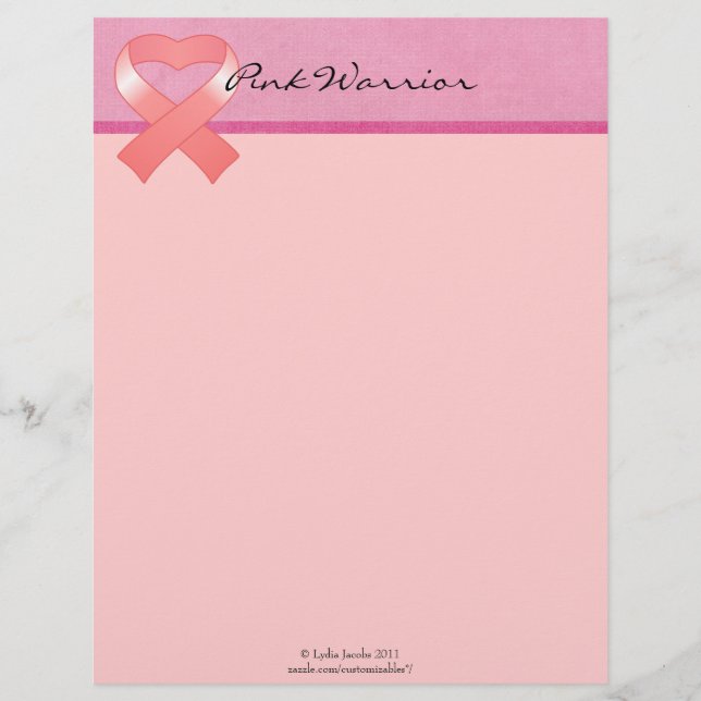 Pink Ribbon Heart Letterhead (Front)