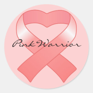 Pink Ribbon Heart Stickers