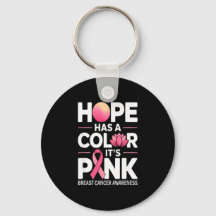 Pink ribbon hope and breast cancer support breast keychain