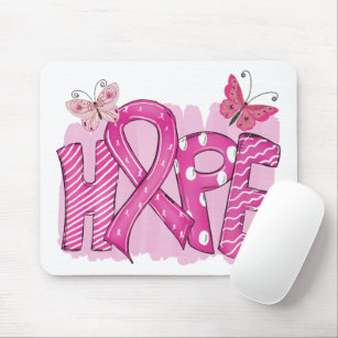 Pink Ribbon Hope Fighter Warrior Breast Cancer Mouse Pad