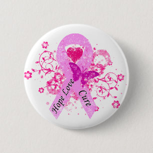 Pink Ribbon Hope Love Cure 2 Inch Round Button