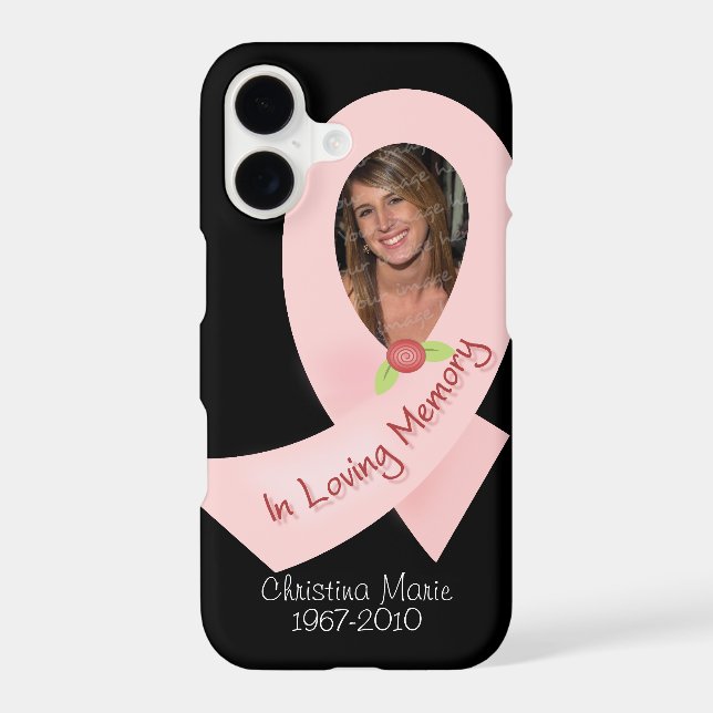 Pink Ribbon In Memory Of Photo Template (Back)