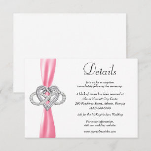 Pink Ribbon Infinity Heart Wedding Details Enclosure Card
