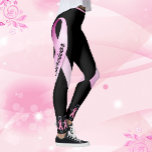 Pink Ribbon Ladies Personalize Black Leggings<br><div class="desc">Leggings Pink Ribbon People at Ankle Personalize Breast Cancer Survivor</div>