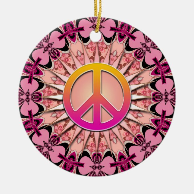 Pink Ribbon Mandala Keepsake Peace Ornament (Front)