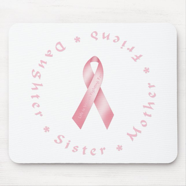 Pink Ribbon Mouse Pad (Front)