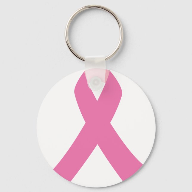 Pink ribbon of breast cancer awareness keychain (Front)