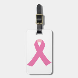 Pink ribbon of breast cancer awareness luggage tag