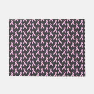 Pink Ribbon on Black - Breast Cancer Awareness Doormat
