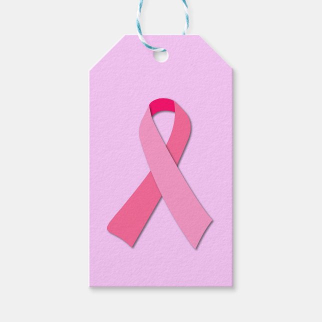 Pink Ribbon Oval Sticker Favour Tags (Front)