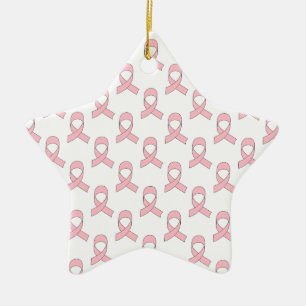 Pink Ribbon Pattern Ceramic Ornament