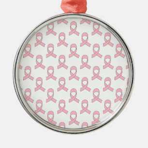 Pink Ribbon Pattern Metal Ornament