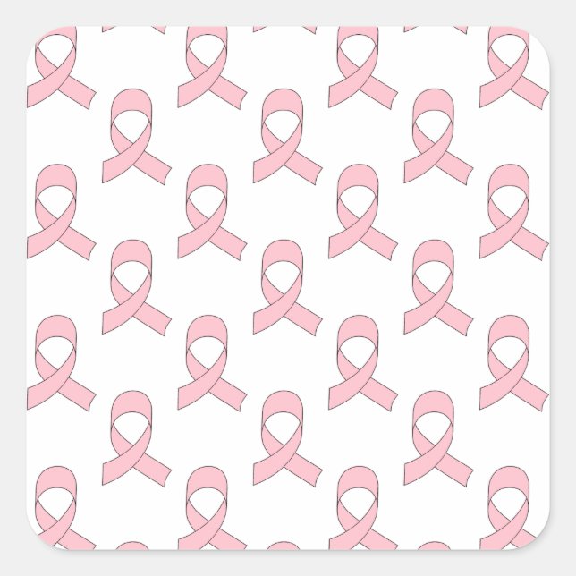 Pink Ribbon Pattern Square Sticker (Front)