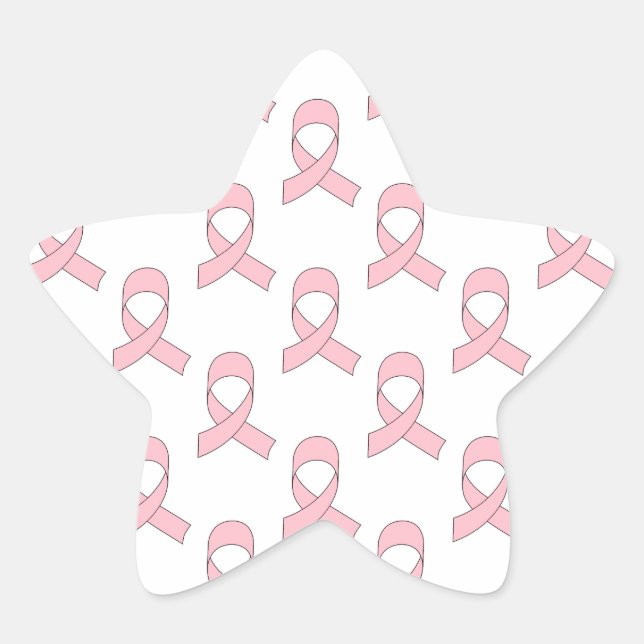 Pink Ribbon Pattern Star Sticker (Front)