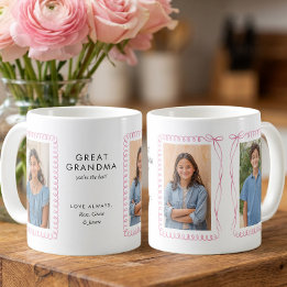 Pink Ribbon Photo Frames Editable Great Grandma  Coffee Mug