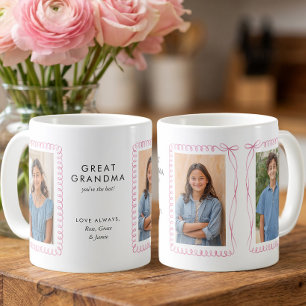 Pink Ribbon Photo Frames Editable Great Grandma Coffee Mug