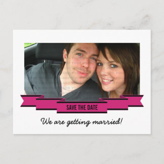 Pink Ribbon Photo Save the Date Postcard