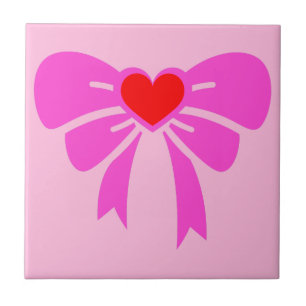 Pink Ribbon Preppy y2k Trendy Minimalist Coquette  Tile