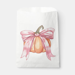 Pink Ribbon Pumpkin, Coquette Fall Pumpkin Bow Favour Bag