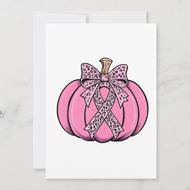 Pink Ribbon Pumpkin Face Halloween Breast Cancer  Invitation (Front)