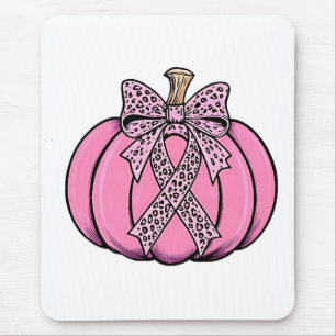 Pink Ribbon Pumpkin Face Halloween Breast Cancer Mouse Pad