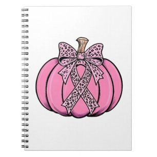 Pink Ribbon Pumpkin Face Halloween Breast Cancer Notebook