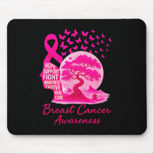 Pink Ribbon Sakura Bonsai Tree Mount Fuji Japanese Mouse Pad