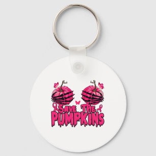 Pink Ribbon Save The Pumpkins Breast Cancer Fall S Keychain