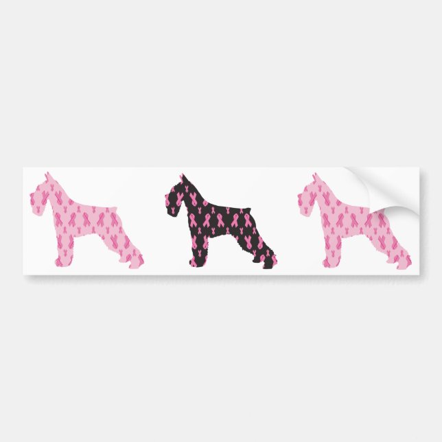 Pink Ribbon Schnauzer Bumper Sticker (Front)