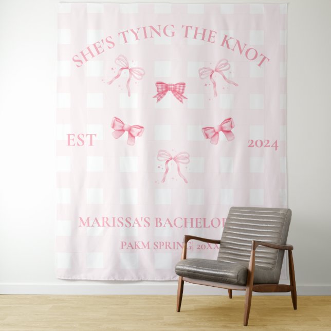 Pink Ribbon She's tying the knot Bachelorette part Tapestry (In Situ)